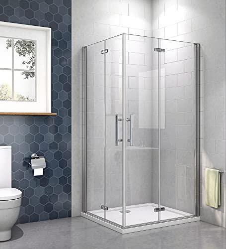 Acezanble 70x70cm Eckeinstieg Duschkabine Dusche Duschwand Duschabtrennung Falttür H185cm