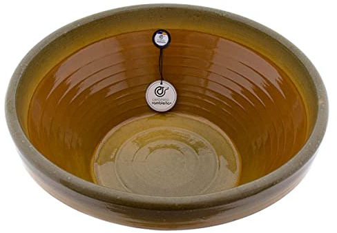 CERÁMICA RAMBLEÑA | Lebrillo rústico decorado | Lebrillo de barro grande | Ensaladeras originales | Ensaladeras grandes | Lebrillo antiguo - Modelo M02 | 40x40x17 cm