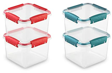 Ganter & May® - Set 4 x 1,7l Boîte Alimentaire Hermétiques avec Couvercles Boîtes de Conservation Plastique sans BPA Récipients Alimentaire empilables Pour Lave-Vaisselle/Congélateur/Micro-ondes