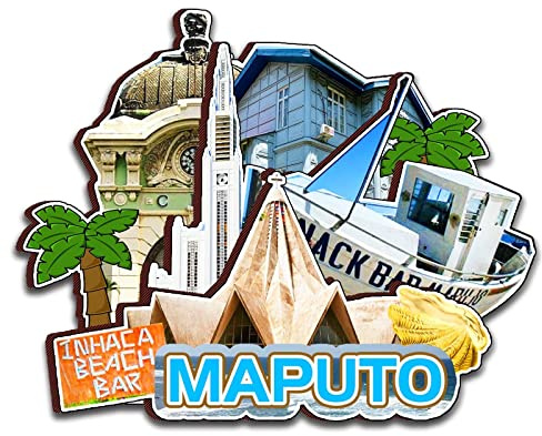Maputo Mosambik Magnet Kühlschrankmagnet Holz 3D Sehenswürdigkeiten Reise Sammlerstück Souvenirs Dekoration handgefertigt