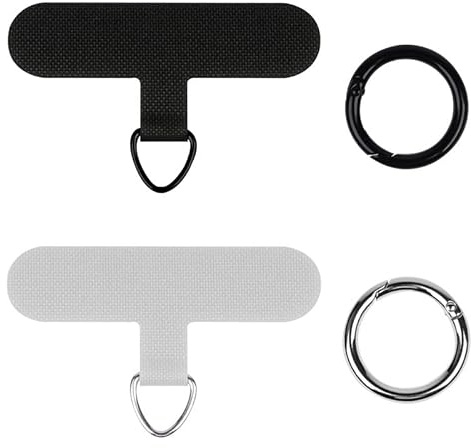 flintronic Phone Tether Tags, 2PCS Cellphone Lanyard Tether Patches, Lanyard Pads, Metal Crossbody Cell Phone Lanyard Patch Silve, Phone Strap Connector Clip Compatible with Most Smartphones