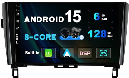 SXAUTO [6GB+128GB] Android 16 IPS Autoradio Per Nissan Qashqai J11 X-Trail T32 Rogue (2014-2018) Radio GPS Navigation - CarPlay/Android Auto - Camera + MIC - DAB Volante 360-CAM - 2 Din 10.1 Pollici