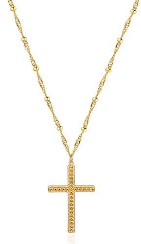 Jenosy Kette Damen Gold Kreuz Kette Gold Damen Personalisierte Kette mit Kreuz Zarte Halskette mit Kreuz Anhänger Damen Hypoallergene 18K Vergoldete Kette Modeschmuck für Frauen und Mädchen