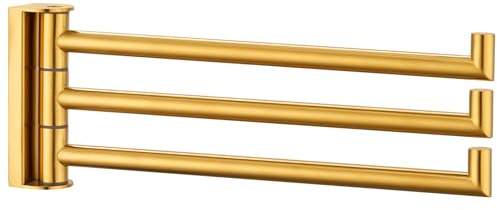 Angle Simple Handtuchhalter Schwenkbar, SUS 304 Edelstahl Faltbar 3 Handtuchhalter Stangen für Badezimmer Küche, Gebürstetes Gold
