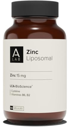 A-LAB Zinc Liposomal 15 mg - Assimilation Renforcée - Complément Alimentaire Immunité, Peau, Cheveux, Vision, Acné - 60 jours de prise - Fabriqué en France