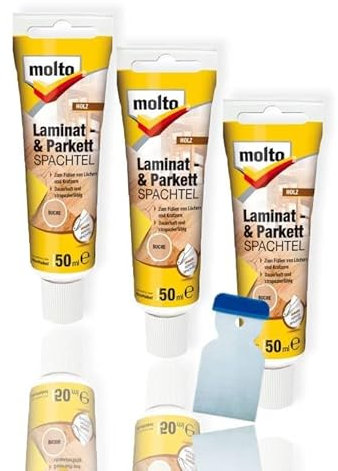 3x Molto Laminat- & Parkettspachtel 50 ml Set Holzreparatur (Buche)