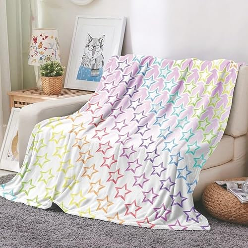 EHOMERY Kuscheldecke Flauschig XXL Decke XXL Baumwolle Kuscheldecke Flanelldecke Fan Fünfzackiger Stern Camping-Decke Dekorative Weiche Kuscheldecken Lila 240x180cm