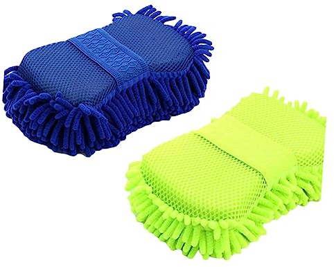 Gatuida 2pièces De Lavage Microfibre pour Voiture De Fluo Éponge De Nettoyage Multifonctionnelle pour Automobile Et Entretien Ménager