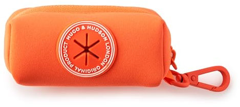 HUGO & HUDSON Hundekotbeutelspender, Kotbeutelhalter mit Karabinerhaken, Orange