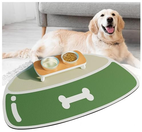 Hunde-Futtermatten für Futter und Wasser, schnell trocknend, Gummi, leicht zu reinigen und keine Flecken, Hundematte für Futter und Wasser, geeignet für die Verwendung mit mehreren Haustieren, Grün,