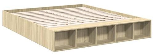 vidaXL Estructura de Cama Madera de ingeniería Roble Sonoma 200x200 cm, armazón de Cama, Cama, Cama Doble, armazones de Cama, Base de Cama