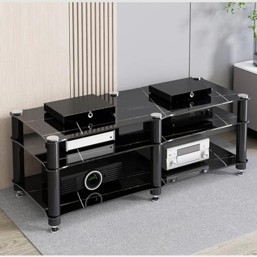 CHZDPP Stereokabinett Audio-Schrank/TV-Ständer, Zuhause Stereoschrank/Audioständer für DVD-Player/Verstärker, Multifunktionaler wasserdichter Medienschrank(Black)