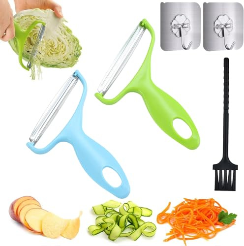 Stainless Steel Vegetable Peeler, 2024 New Cabbage Shredder, Ultra Sharp Cabbage Slicer, Vegetable Peeler Pro for Carrot Potato Vegetable Fruit (2Pcs-A)
