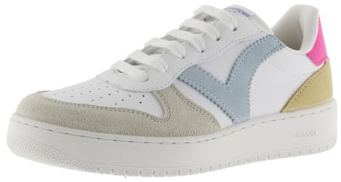 victoria Zapatillas Madrid Efecto Piel & Piezas Multicolor Serraje & Puntera Perforada 1258246 para Mujer Fucsia 39