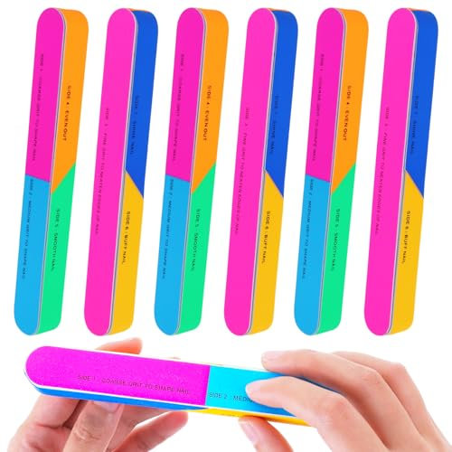 Gjinxi 7-Wege-Nagelpolierer 6 Stück Nagelpoliererblöcke siebenseitige Polierer professionelles Nagelkunstwerkzeug Schmirgelbretter Körnung 120/240/600/3000/6000 Fingernagelfeilen Polierer