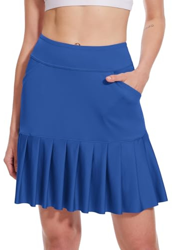 M MOTEEPI 19 Knee Length Golf Skirts Skorts for Women with Shorts Underneath High Waist Womens Skort with Pockets Dressy Casual Royal Blue XL