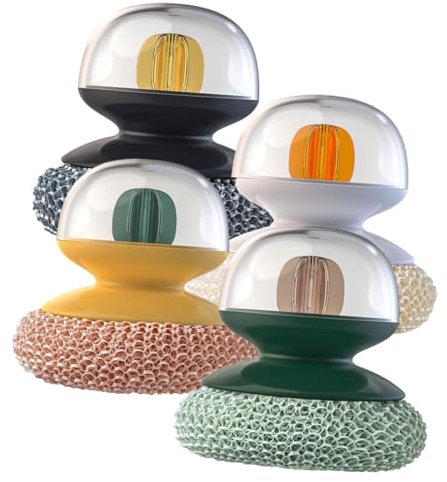 IWOWHERO 4pcs Kitchen Dish Scrubbers Dish Pot Cleaning Brush Multi-Function Wok Brush Dishwashing Essentials