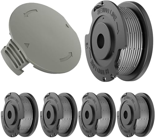 XIJIANG Bobina di Filo di Ricambio, Copertura per Bobina Compatibile con Bosch Tagliabordi EasyGrassCut 18, 23, 26, 18-230,18-260, F016800569 F016F05320 (5 Bobina+1 Tappo)