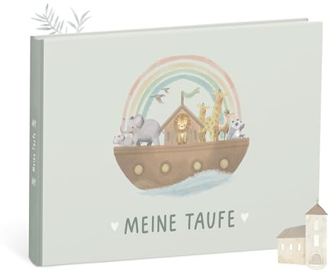 mintkind Erinnerungsalbum Taufbuch Meine Taufe Arche Salbei – Geschenk zur Taufe für Jungen und Mädchen – Geschenk von Patentante oder Patenonkel – liebevoll gestaltetes Buch für besondere Momente