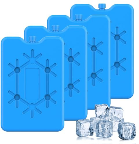 SKIKHN 4er Set Kühlakkus, 200ML Kühlakkus für Kühltasche, Wiederverwendbare Flache Kühlelemente, Kühlakkus für Kühlbox, Kühltasche Klein, Lange Kühlleistung für Unterwegs, Brotdose und Camping