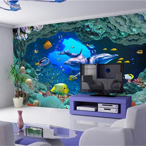 FYRHLH Papel Pintado Banco de peces en el fondo del mar Pared 3D Papel Tapiz Fotomurales 3D Papel Pintado Póster Gigante de Pared Personalizado 3D Para Salón o Dormitorio 150cm×105cm (ancho x alto)