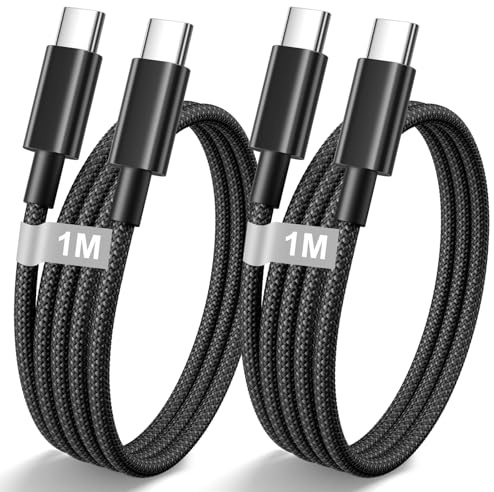 2Pezzi 1M Cavo USB Type-C Ricarica Rapida per iPhone Air/17/17 Pro/17 Pro Max/16 15 Plus/16/15,iPad Pro/Air,MacBook, Cavo iPhone 15 16 Cavo USB C to USB C 60W Nylon Cavo Apple USB C Cavetto