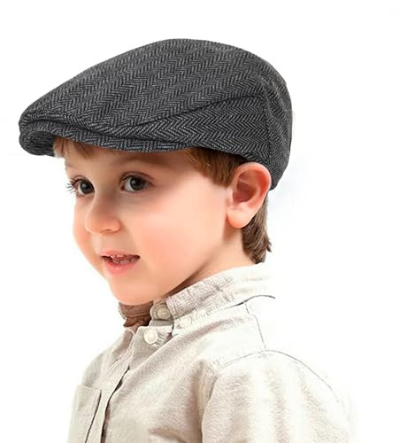 Flache Newsboy-Kappe für Kinder, Jungen, Wolle, Tweed, Pageboy, Efeu-Kappe, Vintage-Kappe für Kleinkinder, Jungen, Mädchen (für 4 bis 9 Jahre)