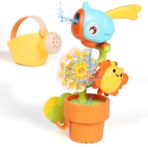 Jouet de Bain pour Enfants - Jeu d'eau avec Oiseau, arrosoir et Ventouse - Jouet éducatif pour Baignoire à partir de 1, 2, 3, 4 Ans