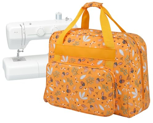 LetCartMaker Custodia per macchina da cucire, borsa universale con tasca e manico, borsa portatile da appendere per piccole macchine da cucire, libellula nocciola, 43 x 32 x 21 cm