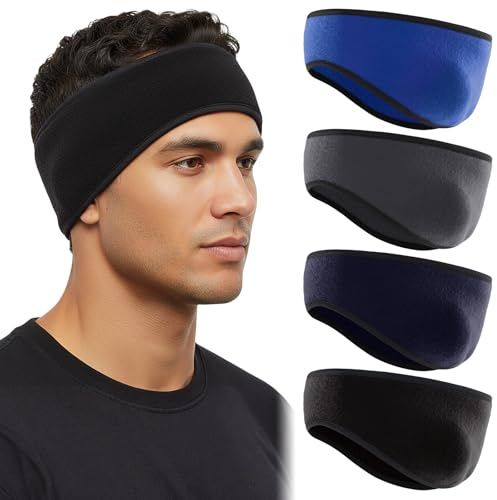 Ziyonix 4 Stück Winter Stirnband Sport, Headband Kopfband Warm Winddicht Fleece Ohrenschützer Stirnbänder Windstopper Ohrenwärmer Stirnbänder Thermal Headband für Damen Herren Laufen Fahrrad