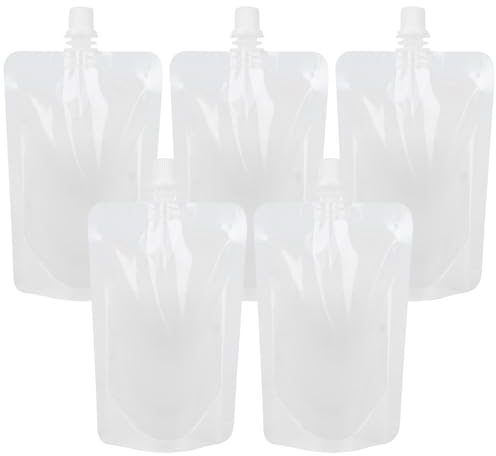 Travel Pouches for Toiletries 5Pcs 30ml Clear Empty Travel Size Containers Easy Refill Leak-Proof Liquid Pouches for Shampoo, Lotion, Shower Gel