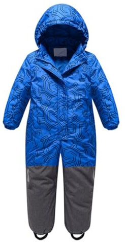 Generisch Combinaison de ski thermique pour enfant garçon - Combinaison d'hiver chaude - Coupe-vent - Avec combinaison amovible - Pour l'extérieur, bleu, 3-4 ans