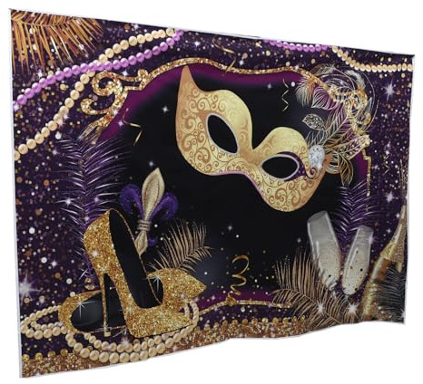 Angoily Masque de Bal Masqué Décoratif pour Fête D’Anniversaire Toile de Fond pour Photos de Carnaval Fond pour Photographie Tissu Professionnel Motifs Élégants et Colorés Accessoire