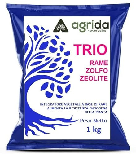 Trio AgriDA Fertilizzante Naturale 1 kg con Rame Zeolite e Zolfo – Per Orto, Frutteto e Piante – Migliora Terreno, Nutrimento e Crescita – Ideale per Agricoltura e Giardinaggio
