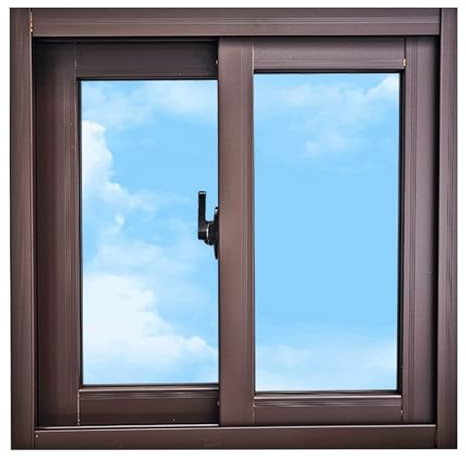LIMENQIN Austausch von Kellerfenstern, Horizontale Aluminium Schiebefenster, Fenster for Mobilheime, Sicherheitsglas, Einfache Montage(Brown,W40xH40cm/W15.7xH15.7in)