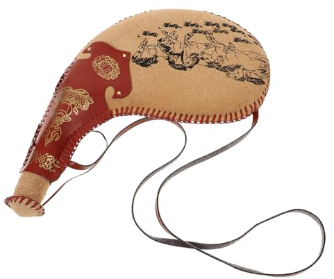 SHERCHPRY Bota à Eau Traditionnel en Cuir, Bouteille de Vin Portable | Format Léger 1 Pièce, Bandoulière Incluse, Style Vintage Réutilisable pour Camping et Activités Outdoor