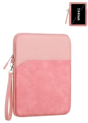Tablet Sleeve Case 8–9 Inch, WUNIAK 360° Protective Splash-Resistant Carrying Bag for iPad, Tablet Computer, E-Reader & Drawing Tablet,Pink.