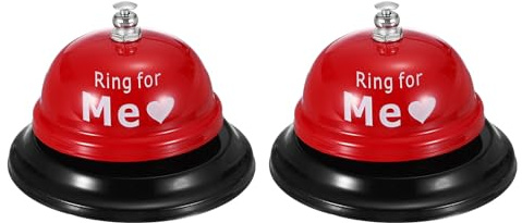 PATIKIL 2Pcs Desk Bell, 3.3 Front Desk Service Call Bell Metal Ringing Loud Clear Reception Counter Bar Ring for Restaurant Hotel Game Classroom Dinner Pet Dog Training(ME, Bright Red)