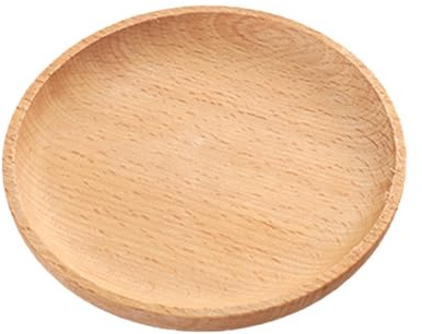 TOVINANNA Piccolo Vassoio da Dessert in Legno di Faggio 12 CM, Piatto da Dessert e Sottovaso in Legno per Frutta, Accessorio da Cucina per Conservazione e Presentazione