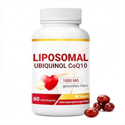 Liposomalt Ubiquinol CoQ10 1000mg Komplex - Aktivt Coenzym Q10 Tillskott - Vegan Kapslar med Hög Absorption - 60 St