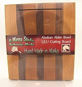 B Merry Studios Alaska Ulu Planche à découper en Bois de Noyer avec Fente supérieure