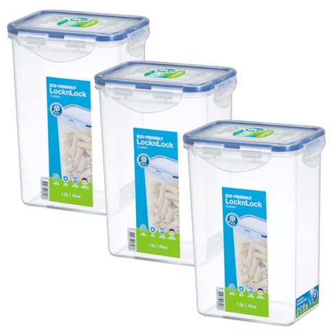Lock & Lock HPL809 Nudel-/Lebensmittel-Vorratsdose, 1,3 l, 3 Stück