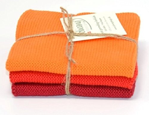 Solwang Putzlappen Orange Rot Kombi gestrickt Wischlappen Baumwolle Wischtücher Edelstahl