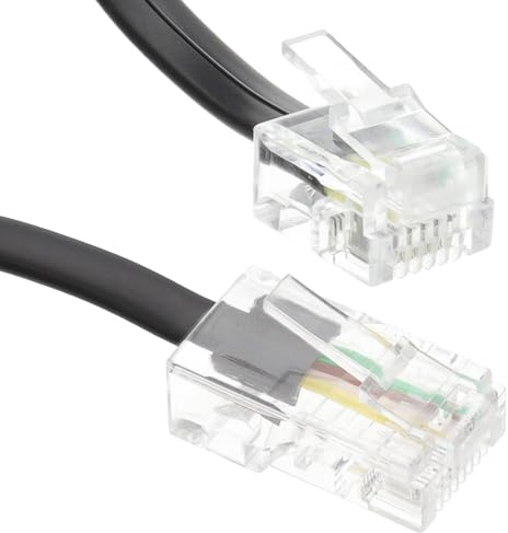 kenable RJ11 Männlich Stecker Zum 4 Draht RJ45 Männlich Stecker Flach Kabel Anschlusskabel 5 m Schwarz [5 Meter/5m]