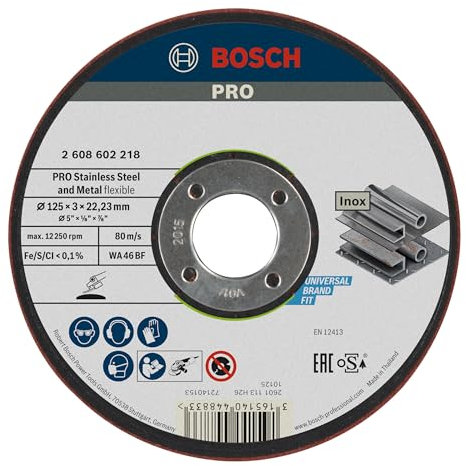 Bosch 1x PRO Flexible Longlife Grinding Disc for Small Angle Grinder and Bore 22.23 mm (for Steel, Stainless steel, Ø 125 mm, Professional Accessory Small Angle Grinder)
