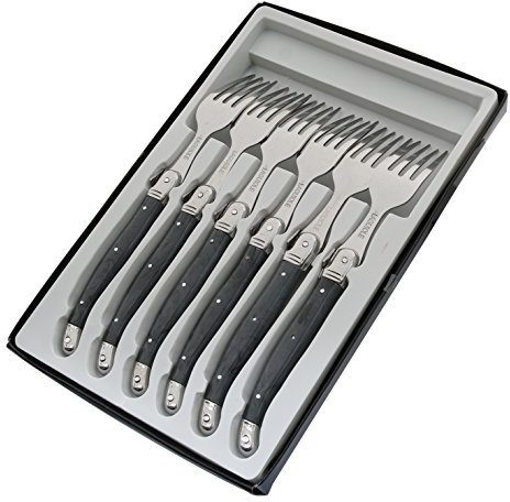 Pradel Excellence Laguiole 7210G-6NT Box mit 6 Gabeln, 25,7 x 16,7 x 2 cm, Marmorgrau