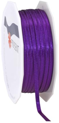 PRÄSENT C.E. Pattberg Satin violett, 50 m Satinband zum Einpacken von Geschenken, 3 mm Breite, Geschenkband zum Dekorieren & Basteln, Dekoband, Anlass