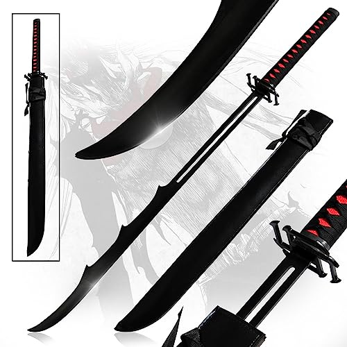 Swords and more Bleach - Ichigo Shikai Cutting Moon Zangetsu Schwert, Bankai Ichigo-Schwert, Edelstahl, 100 cm, Bleach-Katana, Metallschwert für Cosplays, Sammlungen & als Geschenk