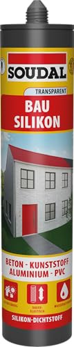 Soudal Bau-Silikon, 300 ml, Transparent - Einkomponentiger Fugendichtstoff der Premiumklasse für Dehnungsfugen, Bauanschlussfugen und Glas-/Rahmenversiegelungen