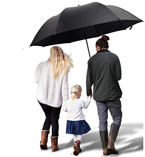 Big Large Umbrella 60 Inch Automatic Open Extra Large Size Strong Windproof Golf Umbrellas Waterproof Sun Rain Stick Foldable Oversized Umbrellas Comfortable Handle for Men Women Family Travel Black